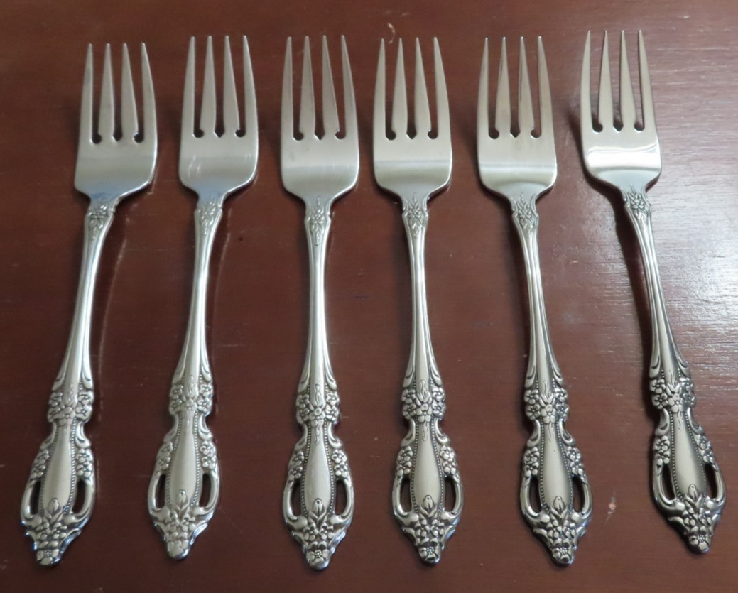 Oneida RAPHAEL Set of 6 Salad Forks Distinction Deluxe Stainless Flatware Lot Z