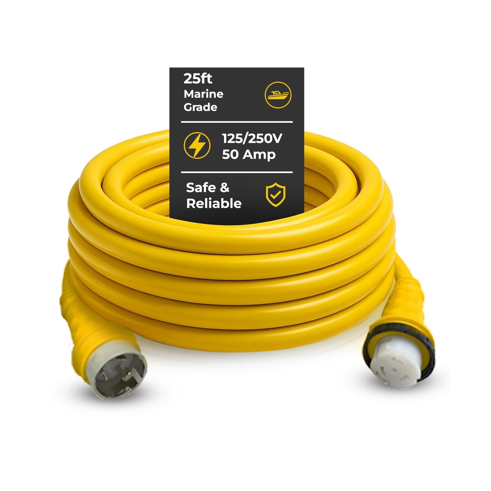 Amp Up Marine & RV Cords 125/250v 50 Amp X 25ft Shore Power Boat Heavy Duty N...