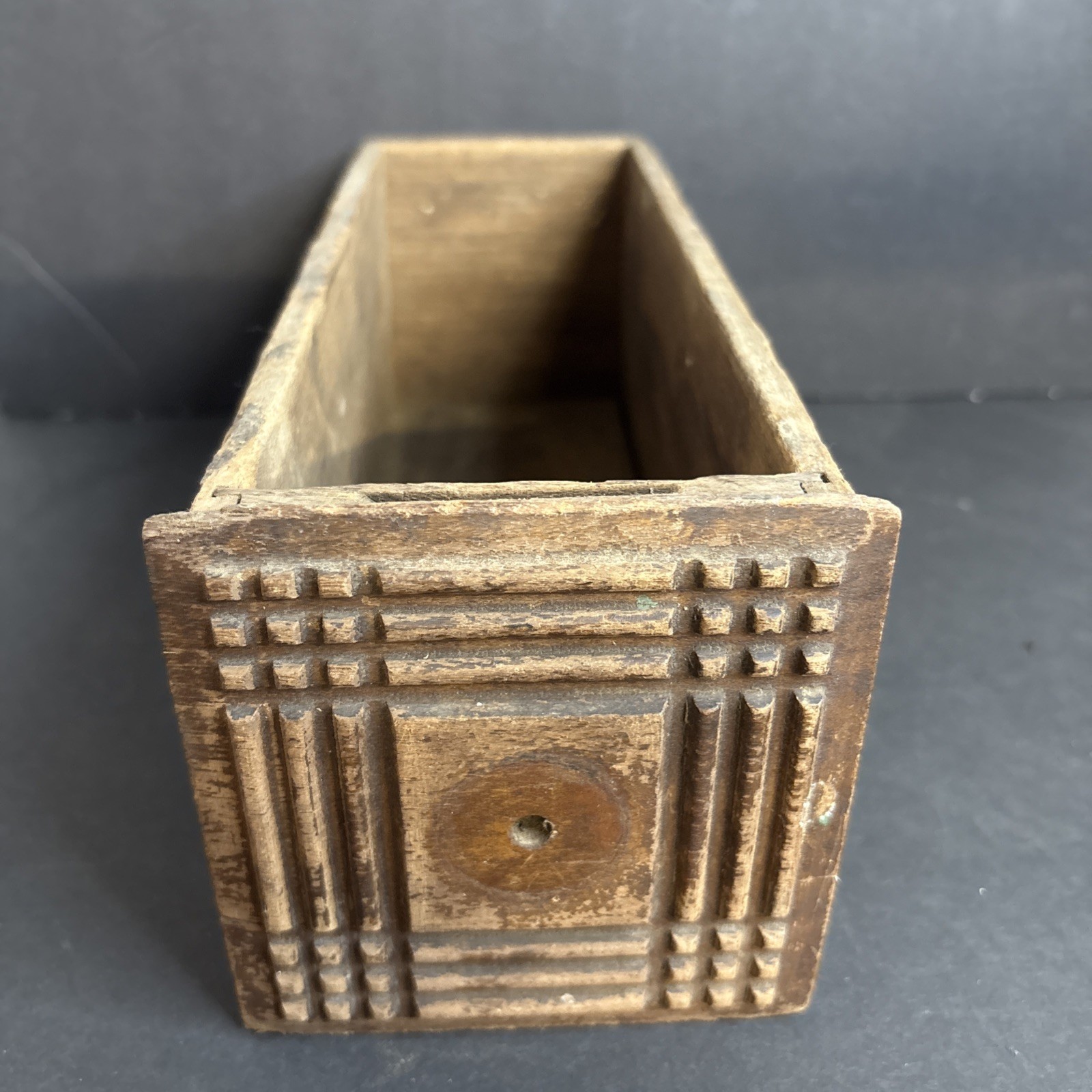 Antique Primitive Wood Treadle Sewing Machine Drawer Rustic Wooden Decor Box
