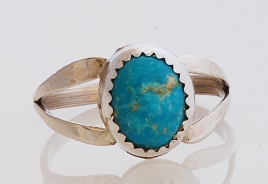 Native American Navajo Handmade Sterling Silver with Turquoise Ring Size 8