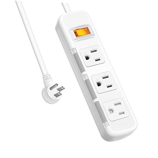 Flat Plug Power Strip Surge Protector 3 Outlets, 3ft/Ordinary Flat Plug