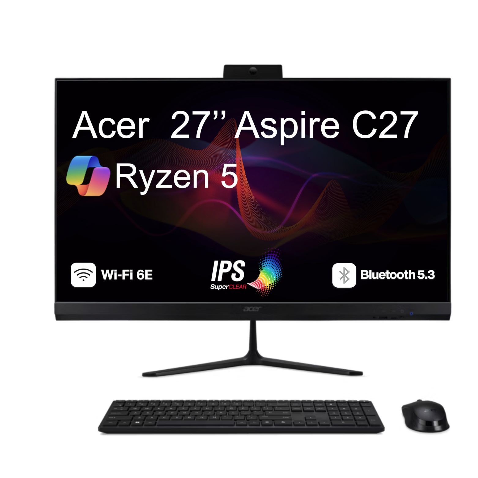 Acer Aspire C27 27" FHD AMD Ryzen 5 7430U 2.30GHz 16GB 512GB SSD W11H AIO, Black