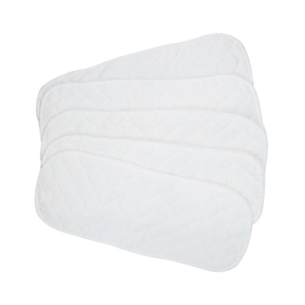 5Pcs Cotton Cloth Baby Diapers Inserts Liners 3 Layers Reusable Newborn Nappy