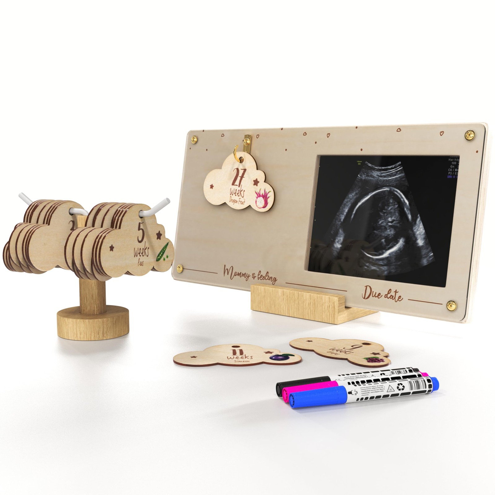 Pregnancy Milestone Countdown Board with Ultrasound Sonogram Picture Frame – ...