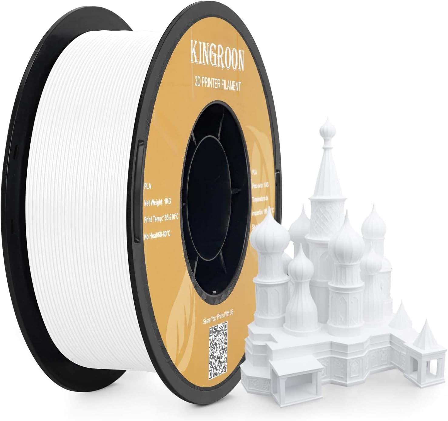 Kingroon White PLA Filament 1.75mm 3D Printer Filament Pla Filament 1kg Filament