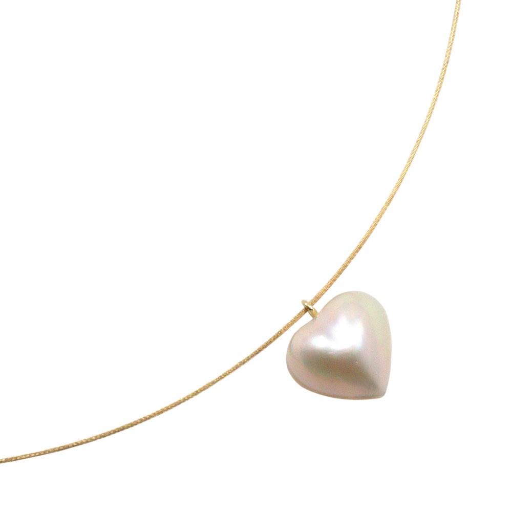 TASAKI Omega Chain Heart Mabe Pearl Necklace K18YG Pearl Approximately 2.6g Ladi