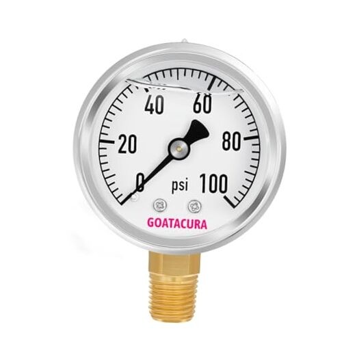 Lead-Free Glycerin Filled Pressure Gauge, 2" Dial Size, 304 0-100psi LEAD FREE