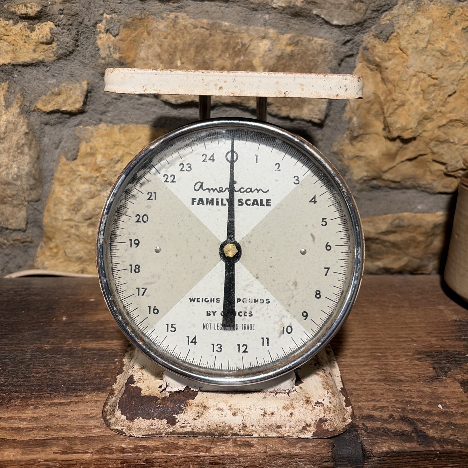 Vintage American Family Scale Rustic White Metal 25 lb. Farmhouse Kitchen Decor