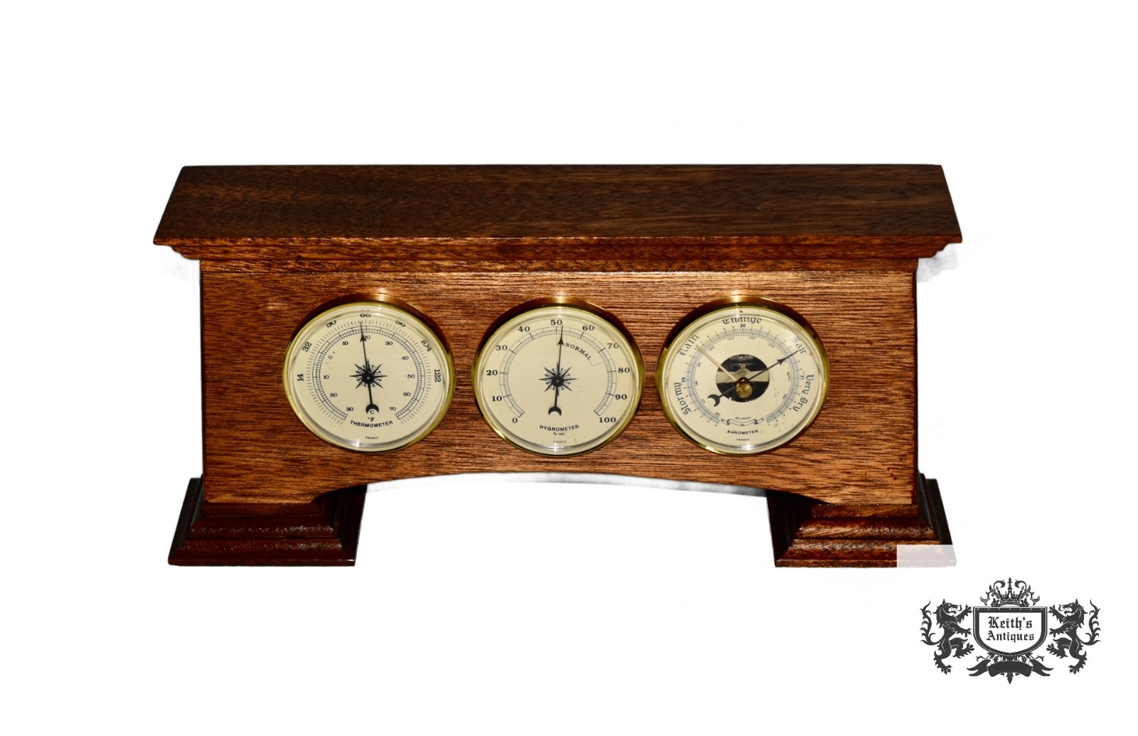 VTG. French Mahogany Three Section Barometer