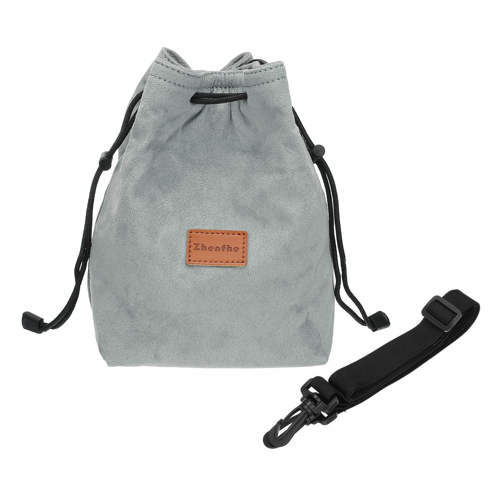 Small Camera Bag,Drawstring Pouch with Adjustable Shoulder Strap for DSLR Gray