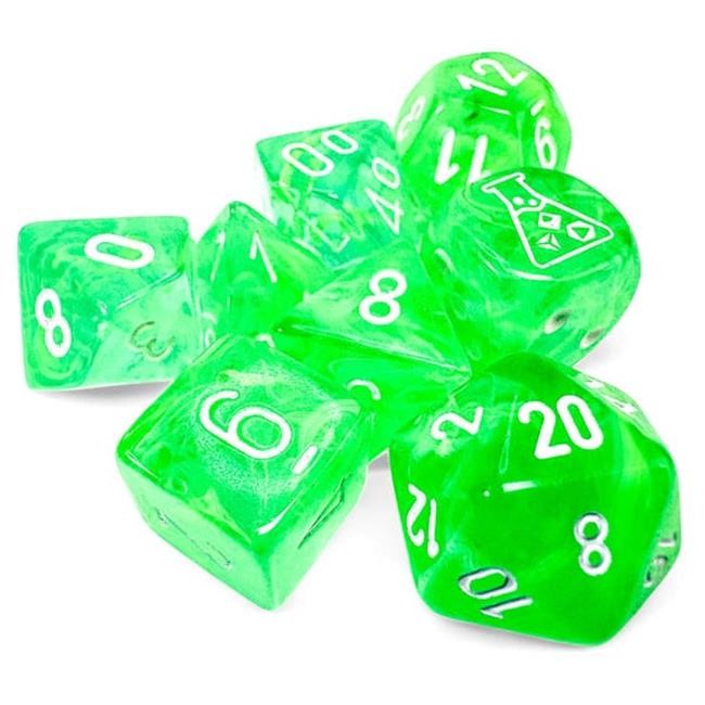 Chessex CHX30074 Lab Nebula Gelatinous with White Dice - Set of 7