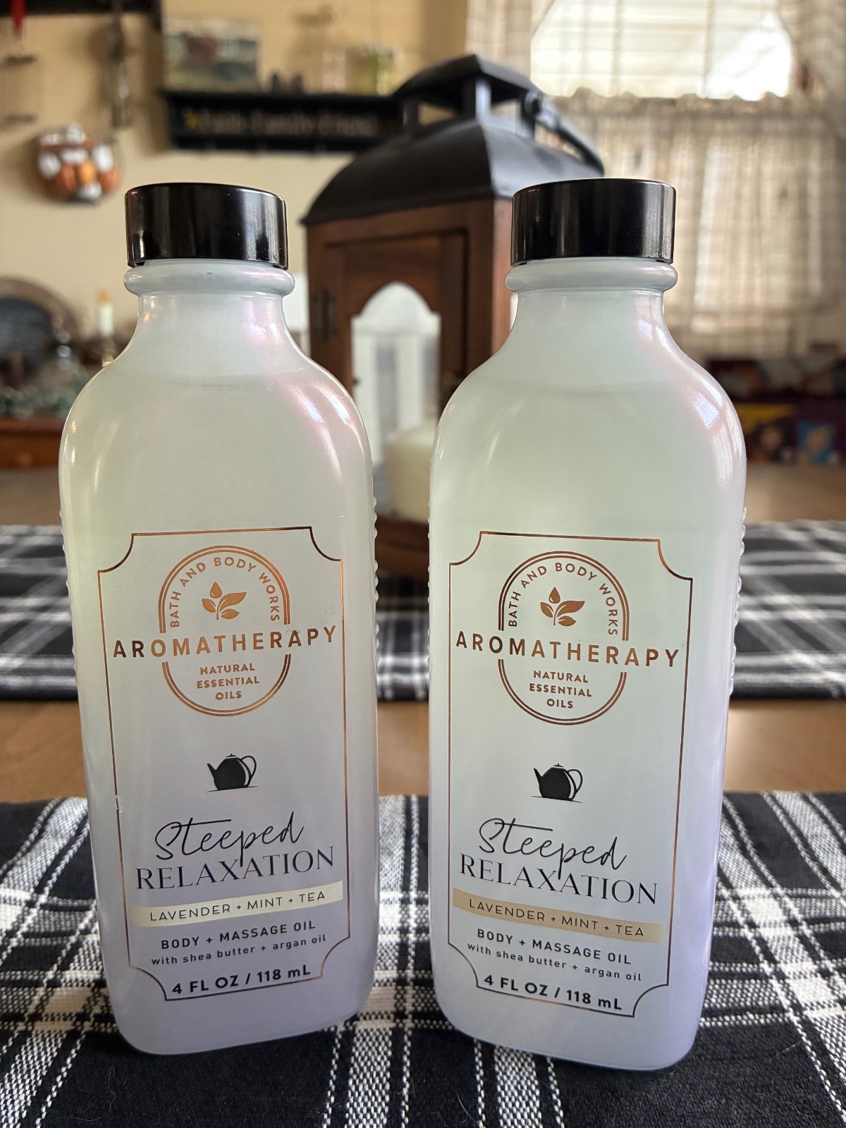 Bath & Body Works (2) Two STEEPED RELAXATION Massage Oil-LAVENDER*MINT*TEA
