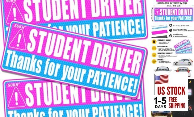  3 Pcs Student Driver Magnets - New Driver Magnets for Car Blue-studentdriver