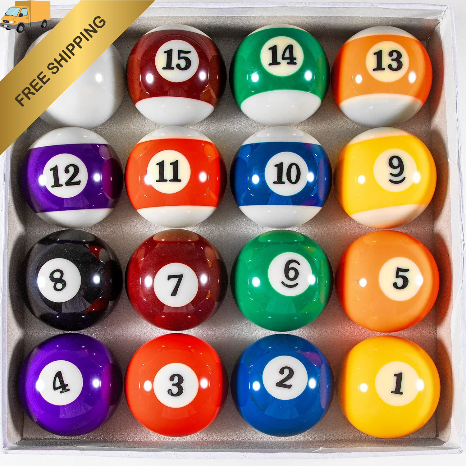 YDDS Billiard Balls Set 2-1/4" 2.25", Stripes, Solids, Black, White 