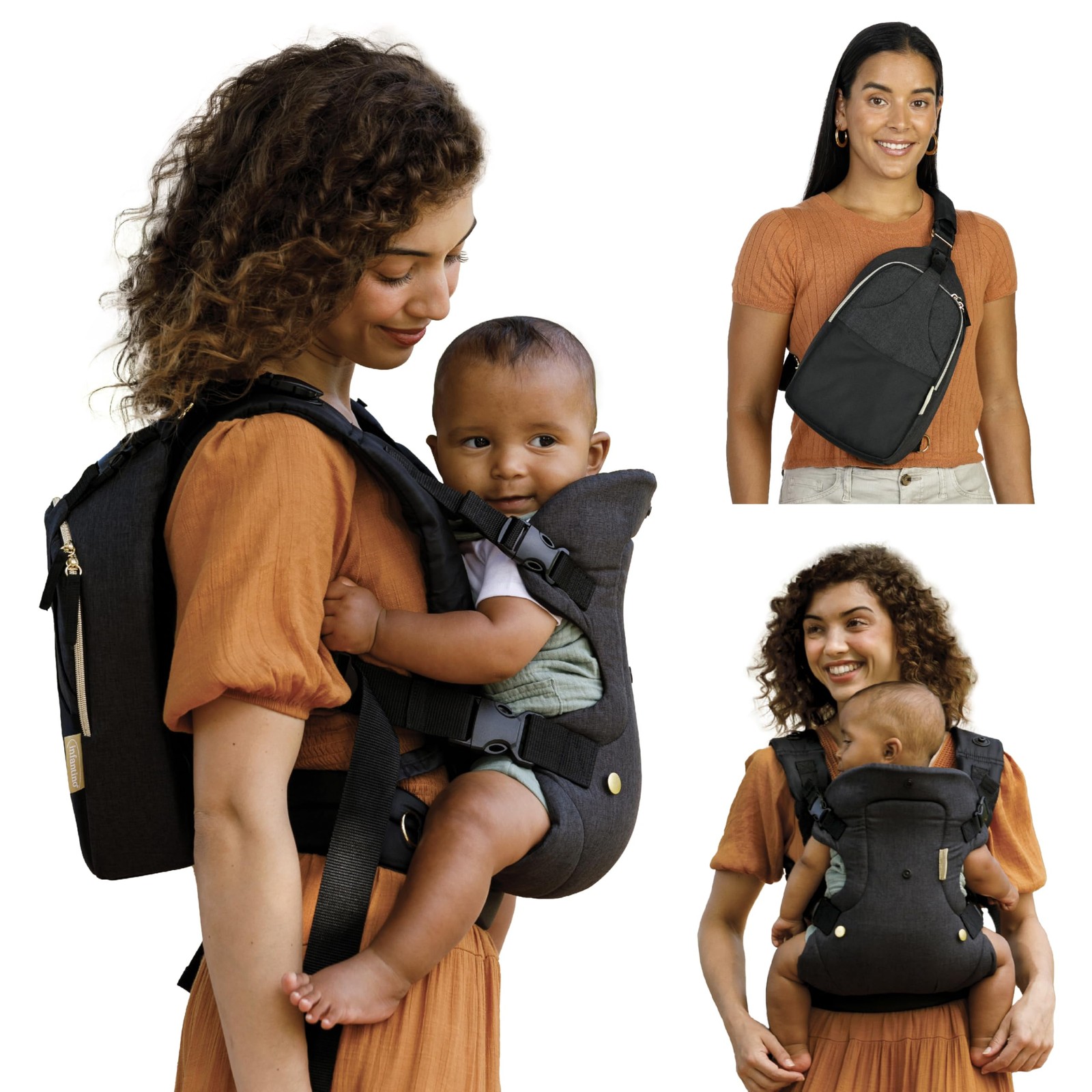 Infantino Flip 4-in-1 Convertible Baby Carrier & Crossbody Diaper Bag Attachable