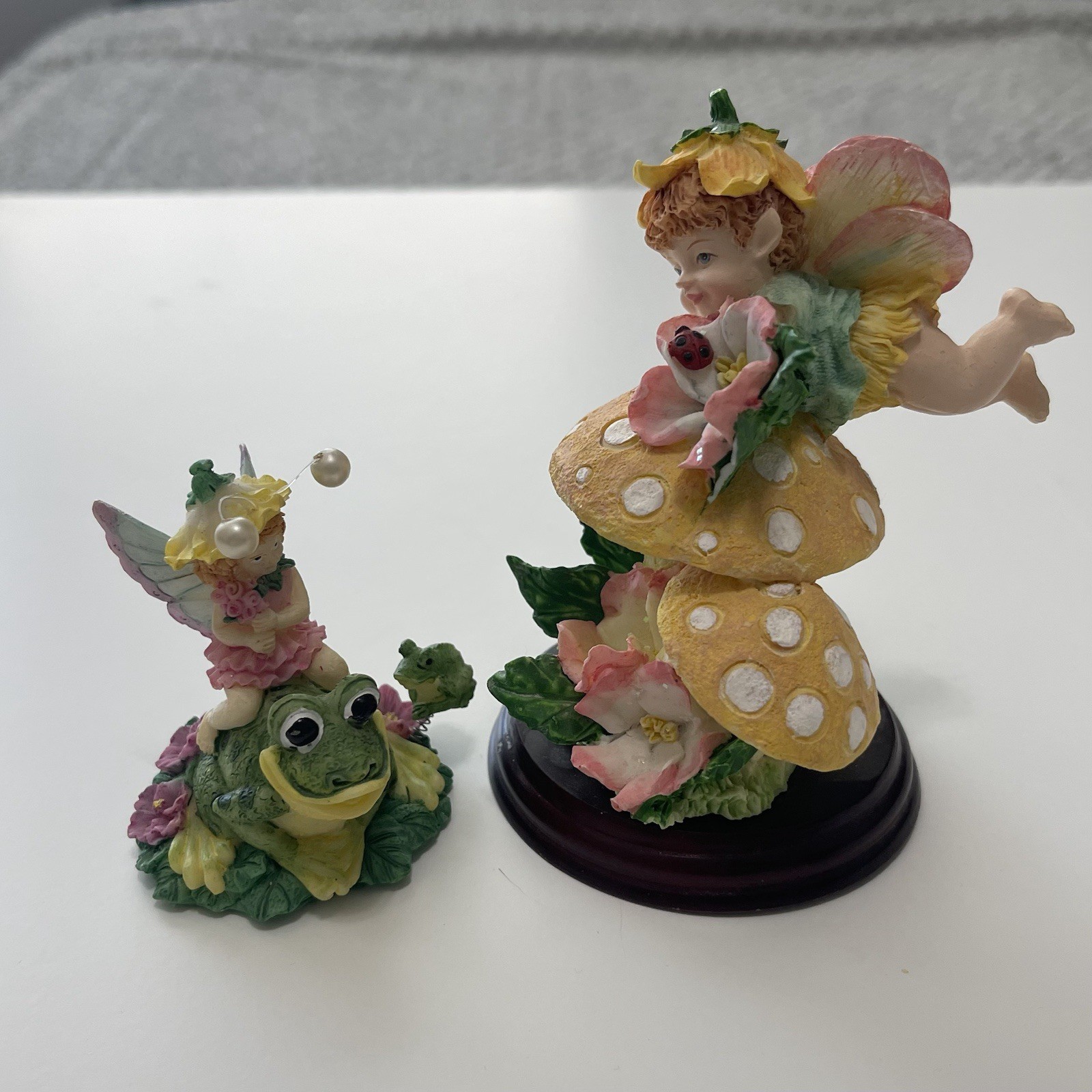 Vintage Cottage Core Fairy Mushroom Flower Decor Figurine Avery Creations Cherub