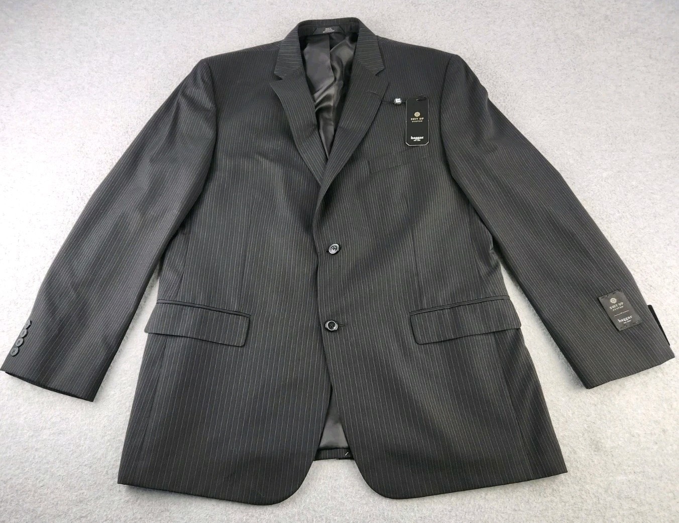 Haggar Mens Custom Fit Separates Suit Jacket Coat Gray Pinstripe SZ 46L Long NWT