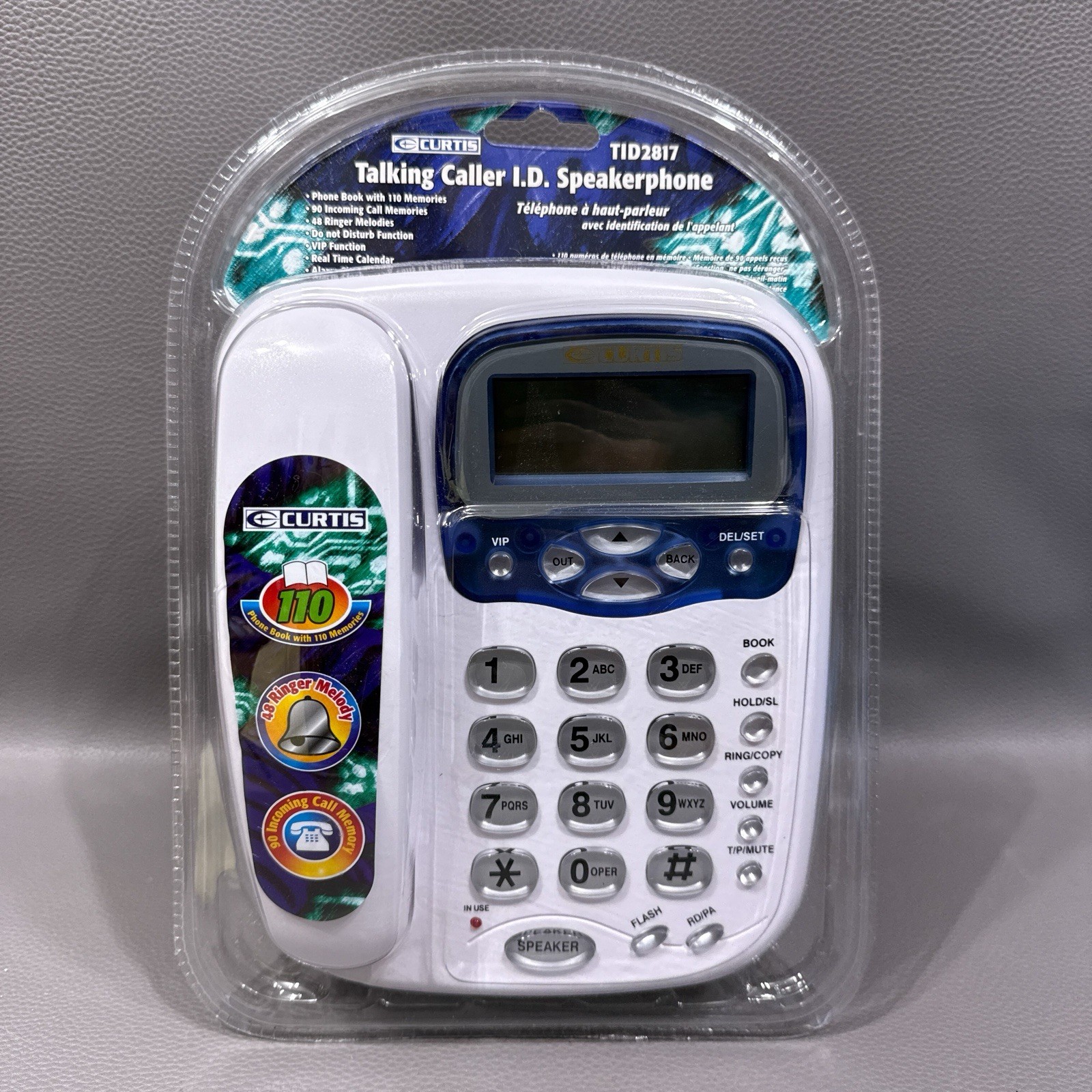 Curtis Corded Telephone White Wall Mountable Caller ID Speaker Talking Caller ID