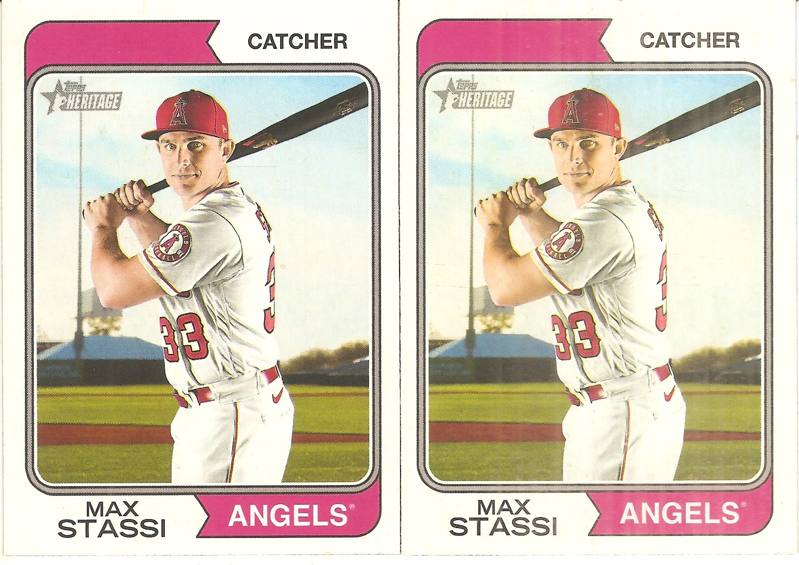 2 CARD 2023 TOPPS HERITAGE MAX STASSI BASEBALL CARD LOT