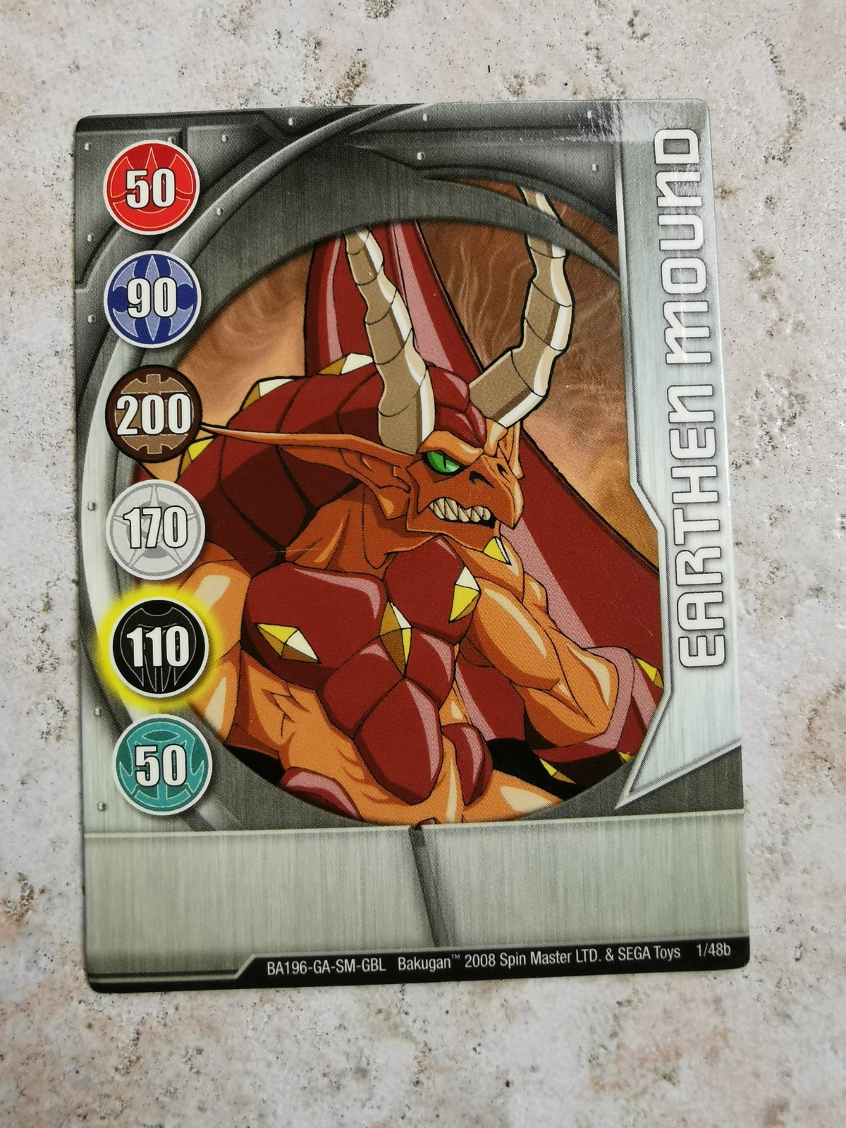 Bakugan Battle Brawlers Spin Master 2008 BA196 Card Earthen Mound