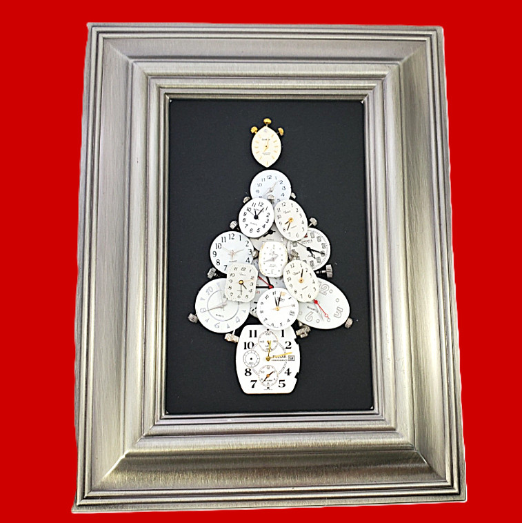 MOST WONDERFUL TIME OF THE YEAR Watch Faces and Parts Christmas Tree Framed 9"x7