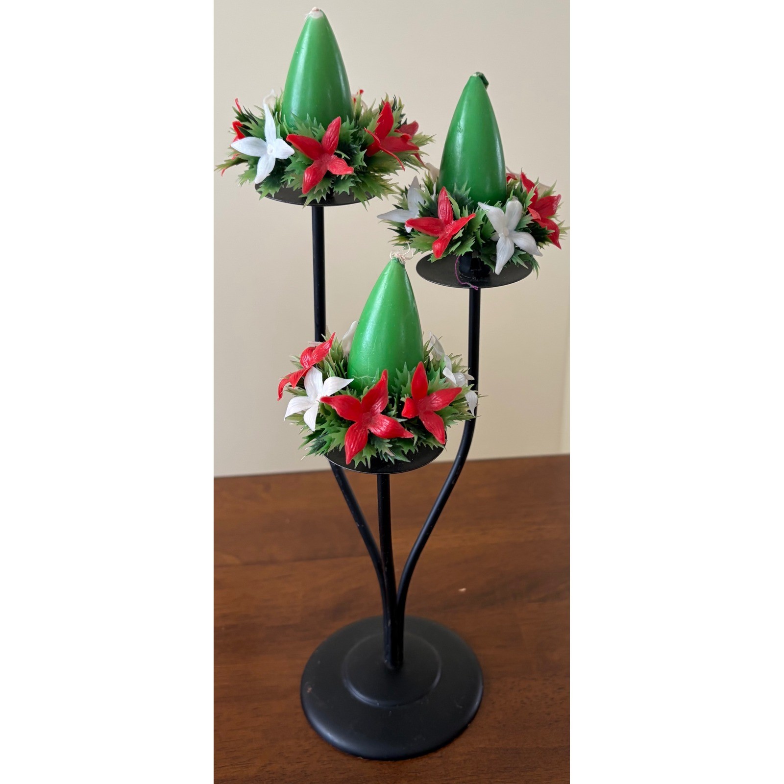 Vintage Metal Christmas Teardrop Candle Holder 14"H