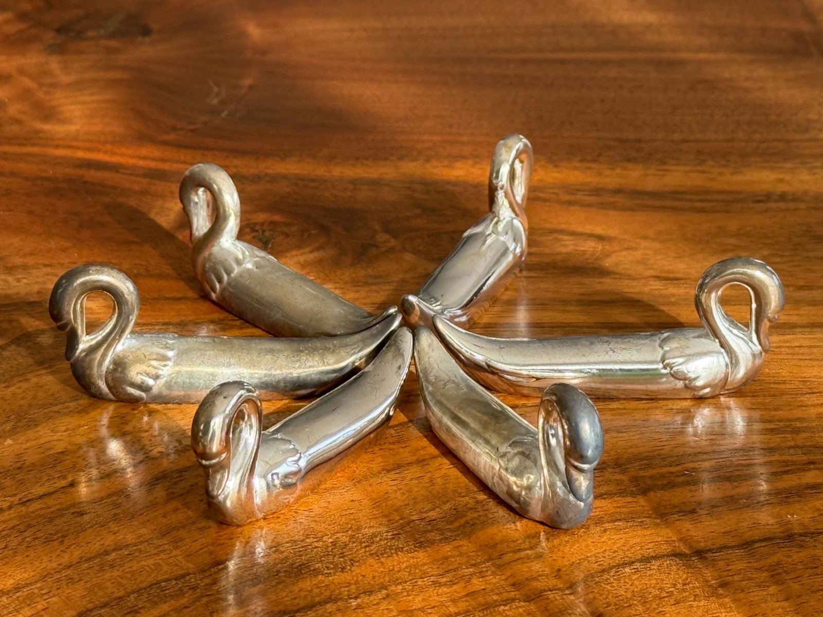 Vintage Swan Knife Rests Set of 6 Silver Plated Mid Century Dining Tableware