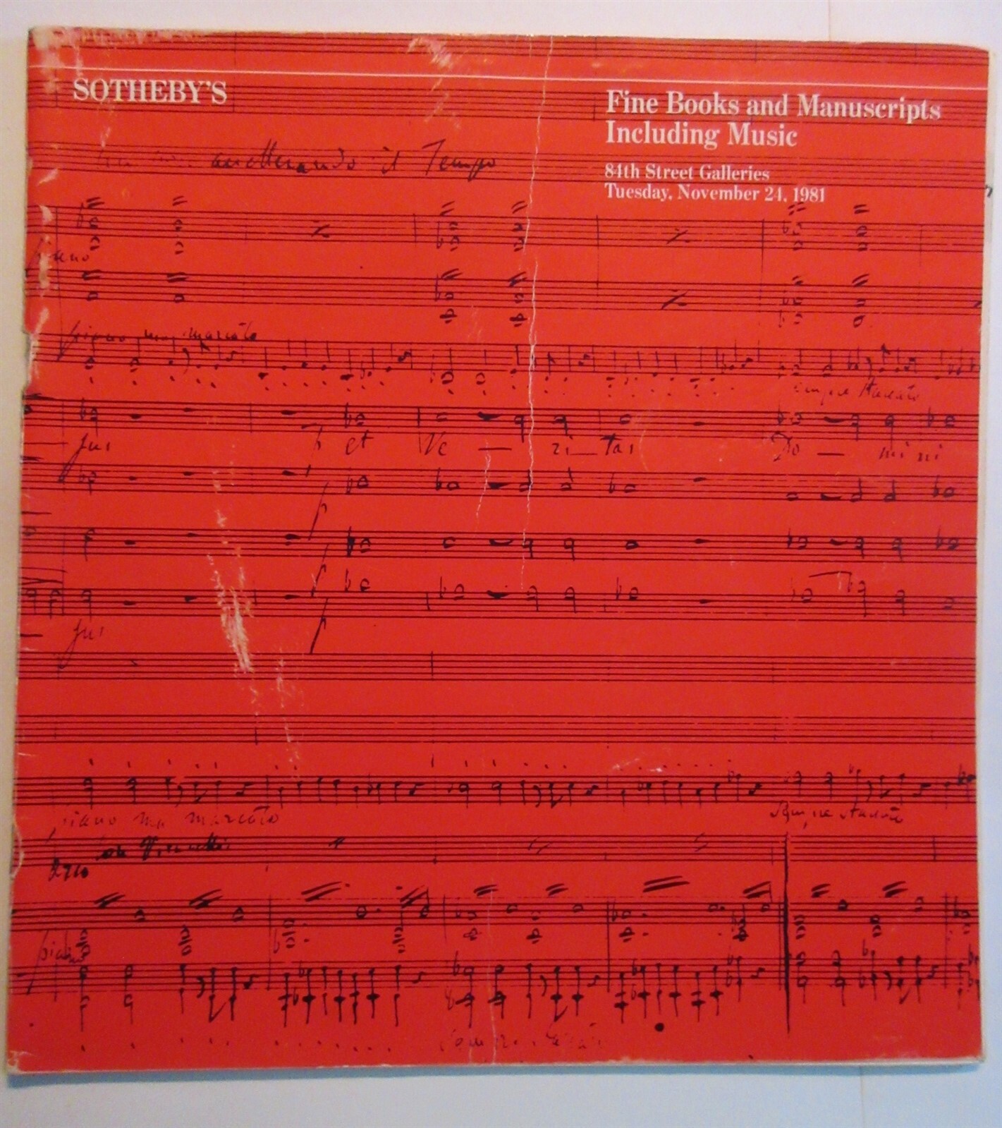 Sotheby's Fine Books & Manuscripts including music November 24, 1981 Catalog