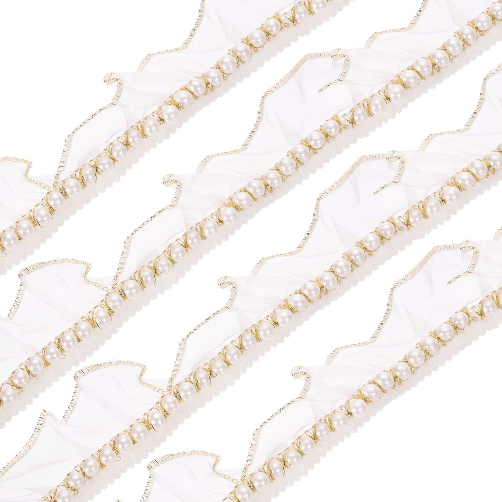 Pleated Lace Ruffle Trim Ribbon, 5 Yards 1.6 Inch Wide, White