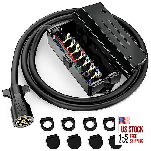  Heavy Duty Double Brass Contact 7 Way Trailer Plug with 7 Gang Weatherproof 