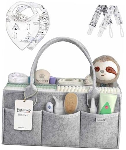 Baby Diaper Caddy Organizer Nursery Basket Set Baby Basket Gift Large Grey Set