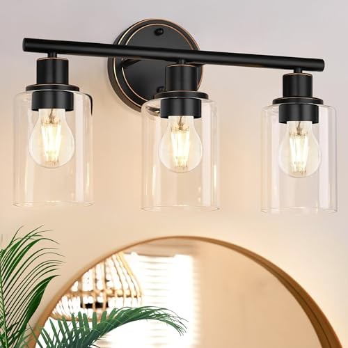 Oil Rubbed Bronze Bathroom Vanity Light Fixture Over 3-Light Oil-Rubbed Bronze