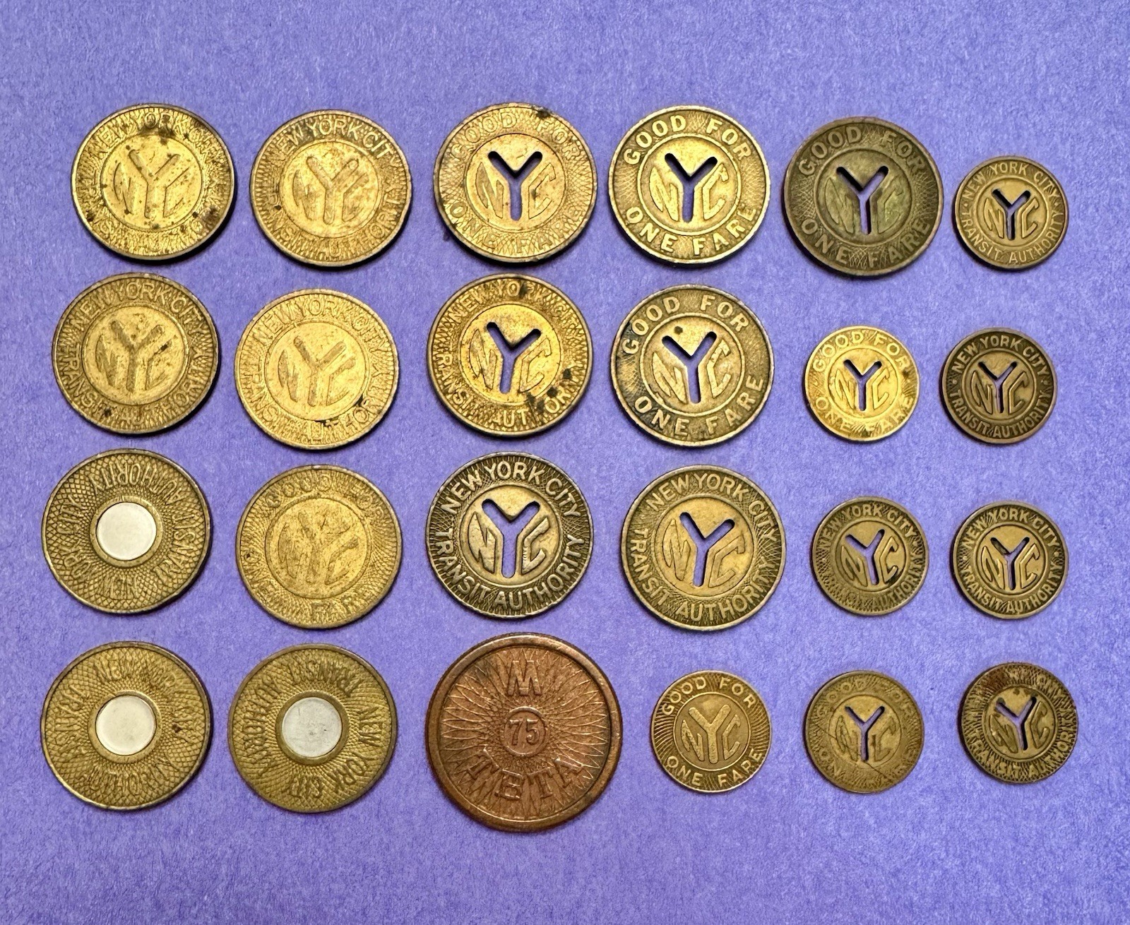 Vintage Subway Tokens New York City Transit Authority Lot Of 24 ￼
