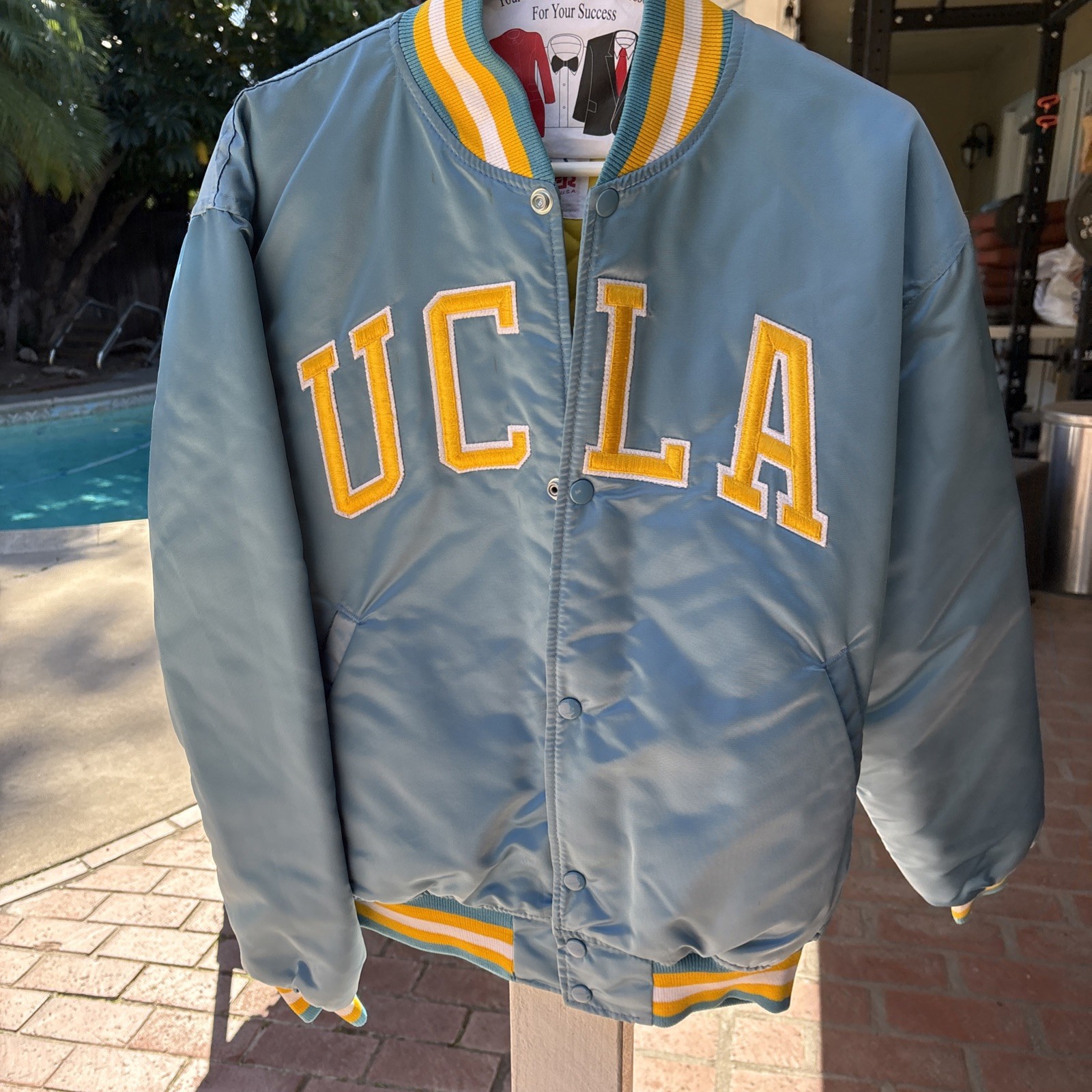 Vintage UCLA Starter Jacket - Blue - Size Large - 90s Retro NCAA Satin Bomber