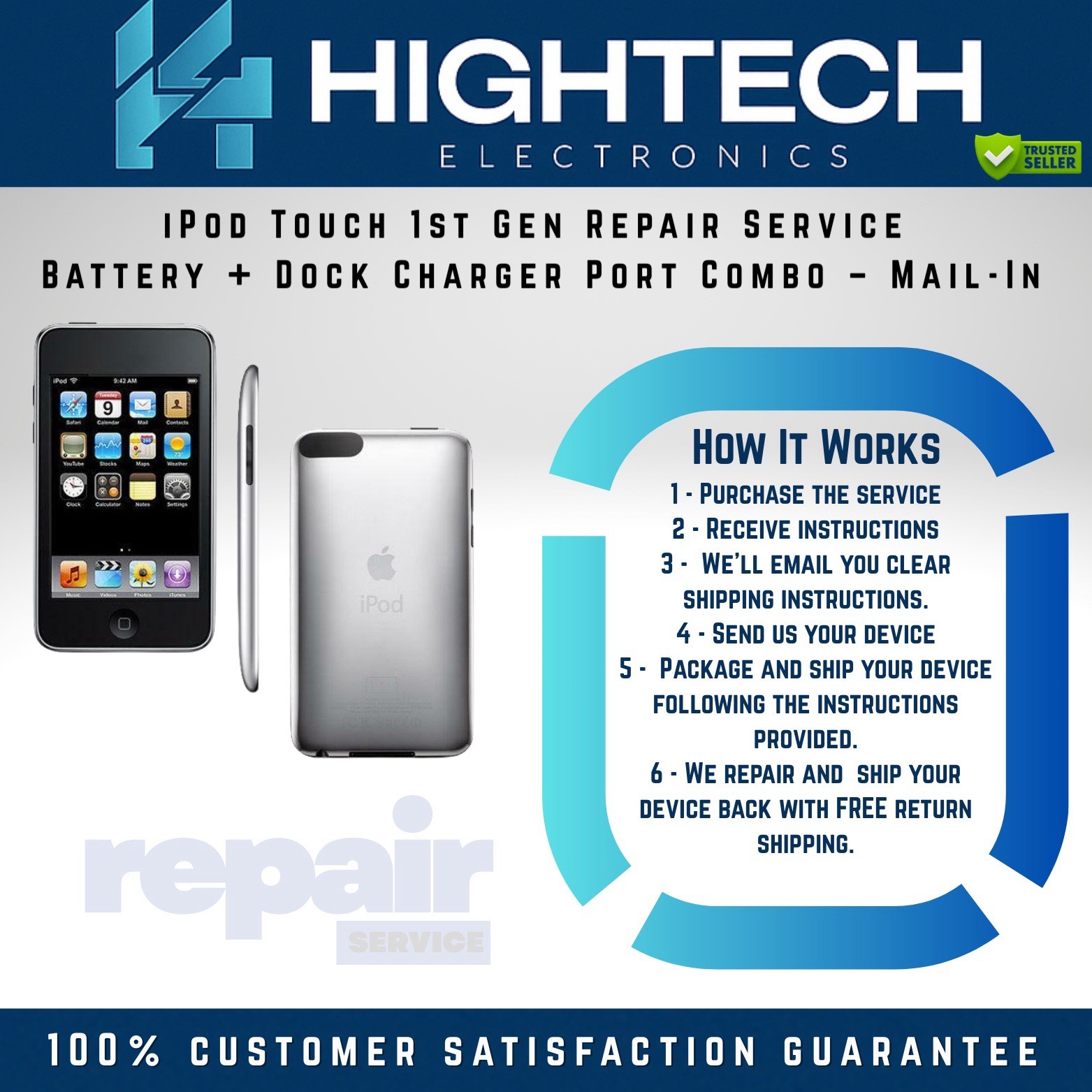 iPod Touch 1st Gen Repair Service – Battery + Dock Charging Port Combo – Mail-In