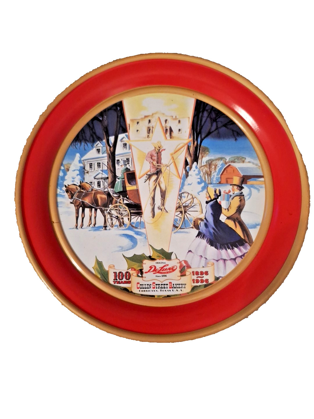 Vintage 1996 Collin Street Bakery Deluxe 7" Fruitcake Tin Corsicana TX 100 Years