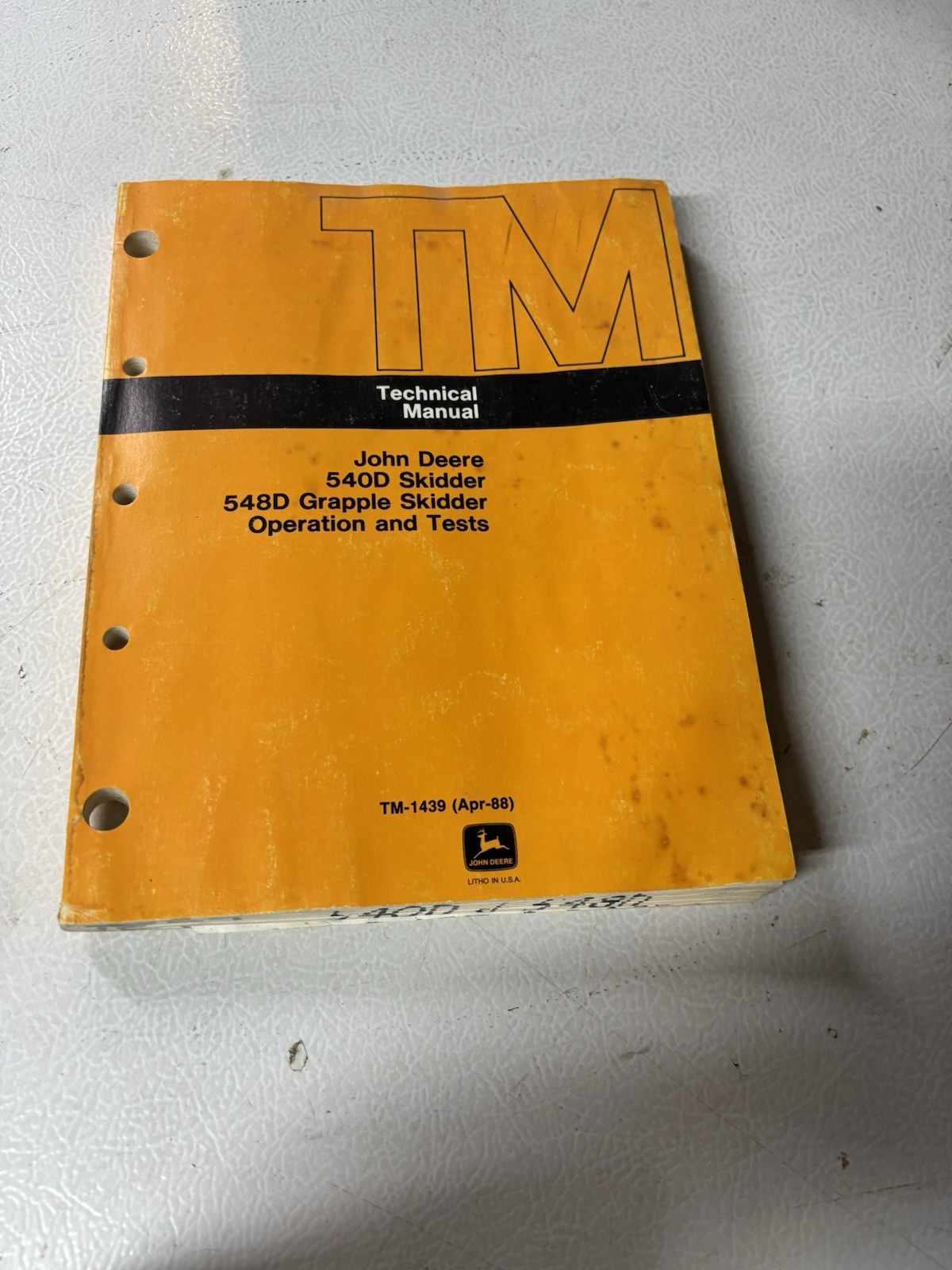 John Deere 540D Skidder 548D Grapple Skidder Operation and Tests Manual TM1439