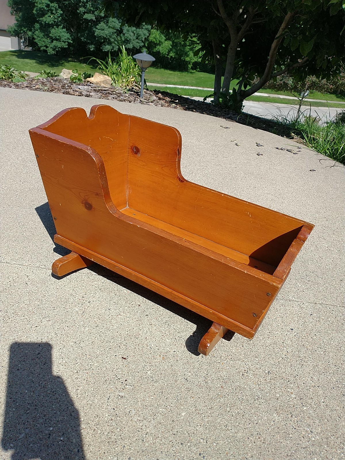 Vintage Wooden Baby Doll Cradle Rocker 1973 Handmade 23"x12"