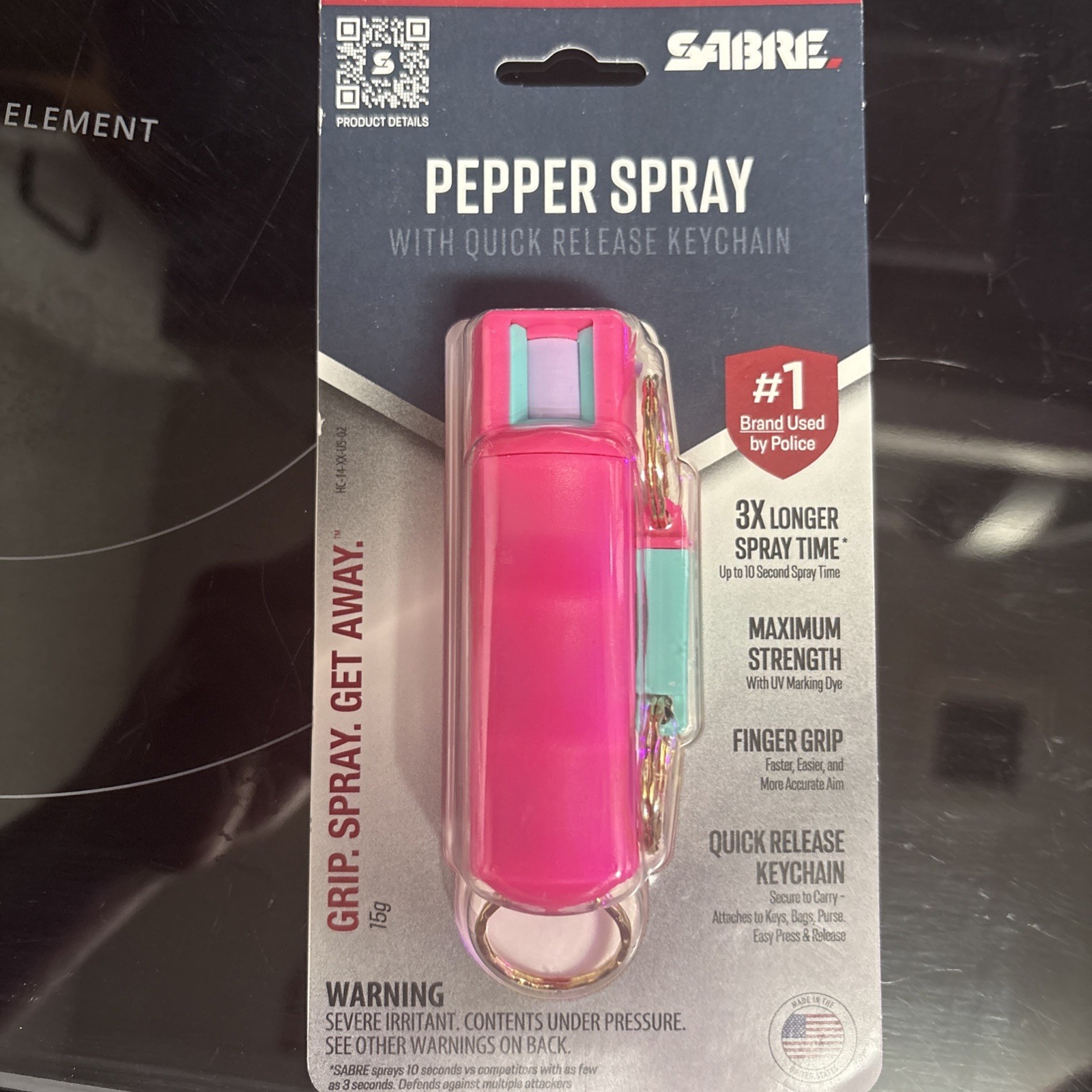 Sabre Pepper Spray With Quick-Release Key Ring Pink Fast Access From Your Keys
