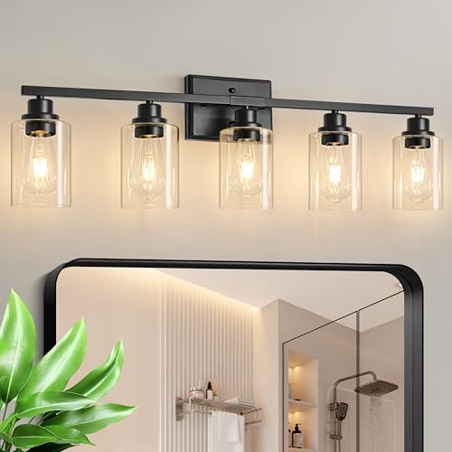  Modern Bathroom Light Fixtures Vanity Lights Over Mirror Wall 5 Light Black