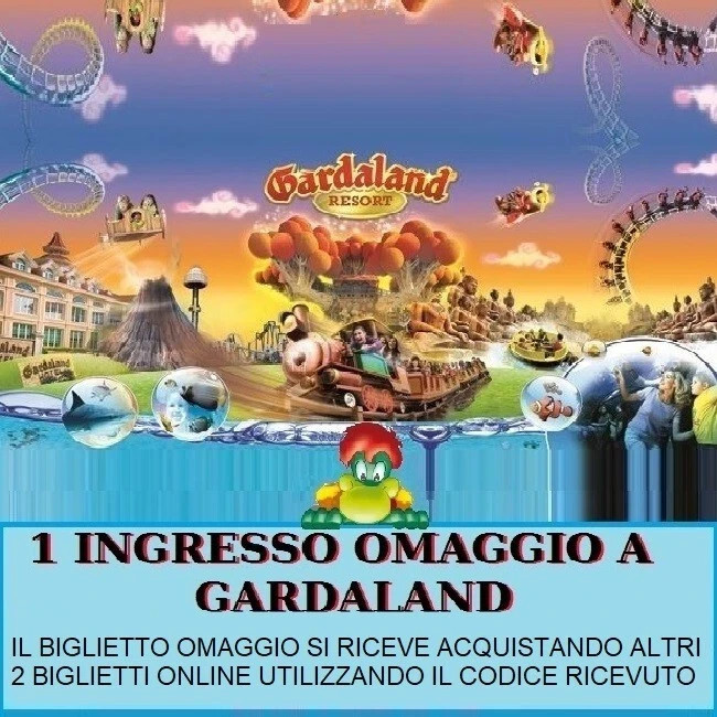 GARDALAND COUPON - DISCOUNT VOUCHER 3x2 FREE ENTRY - IMMEDIATE SHIPPING WITHIN 1H