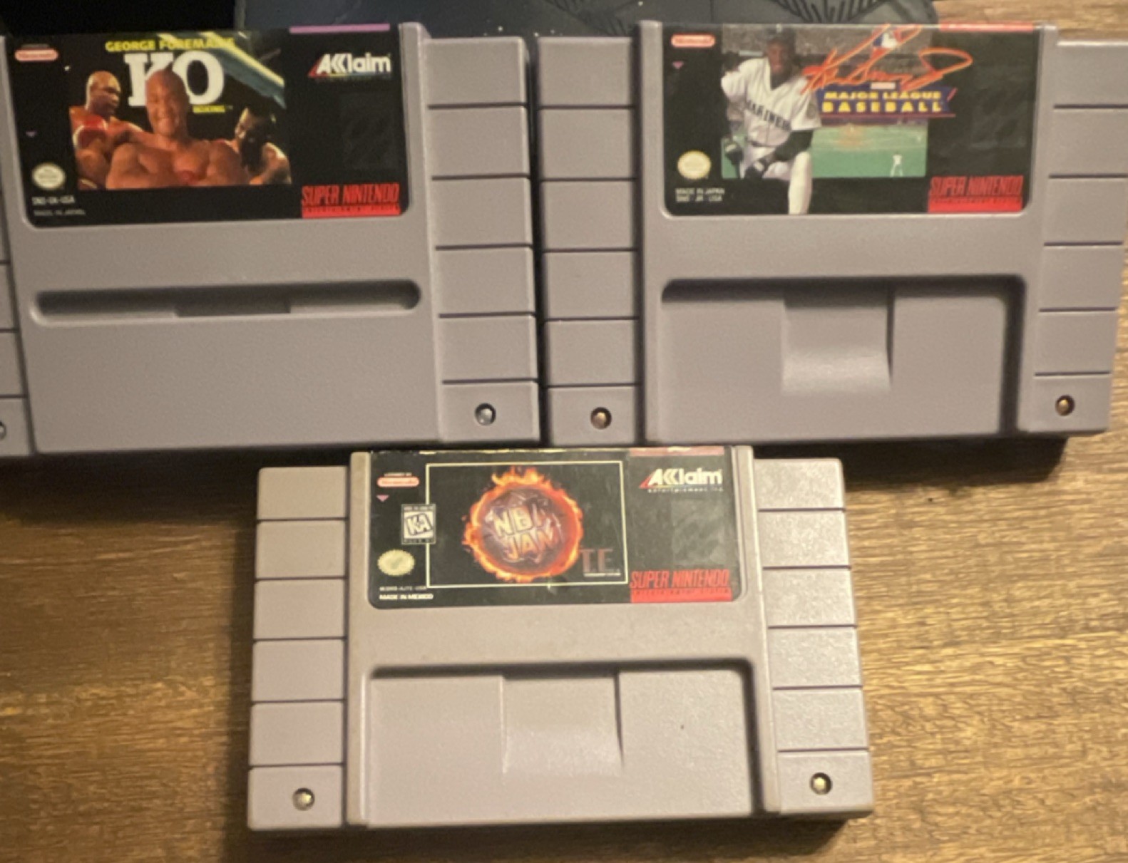 Nintendo Acclaim SNES Sports Game Lot - George Foreman, Ken Griffey, NBA Jam