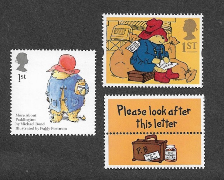 Paddington Bear  stamps 2 x 1st class + label mnh royal mail