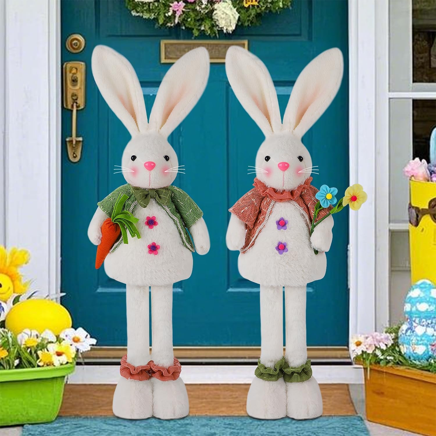 2 Pack Easter Standing Bunny with Stretchable Legs, 18" to 25" Plush Rabbits Cou