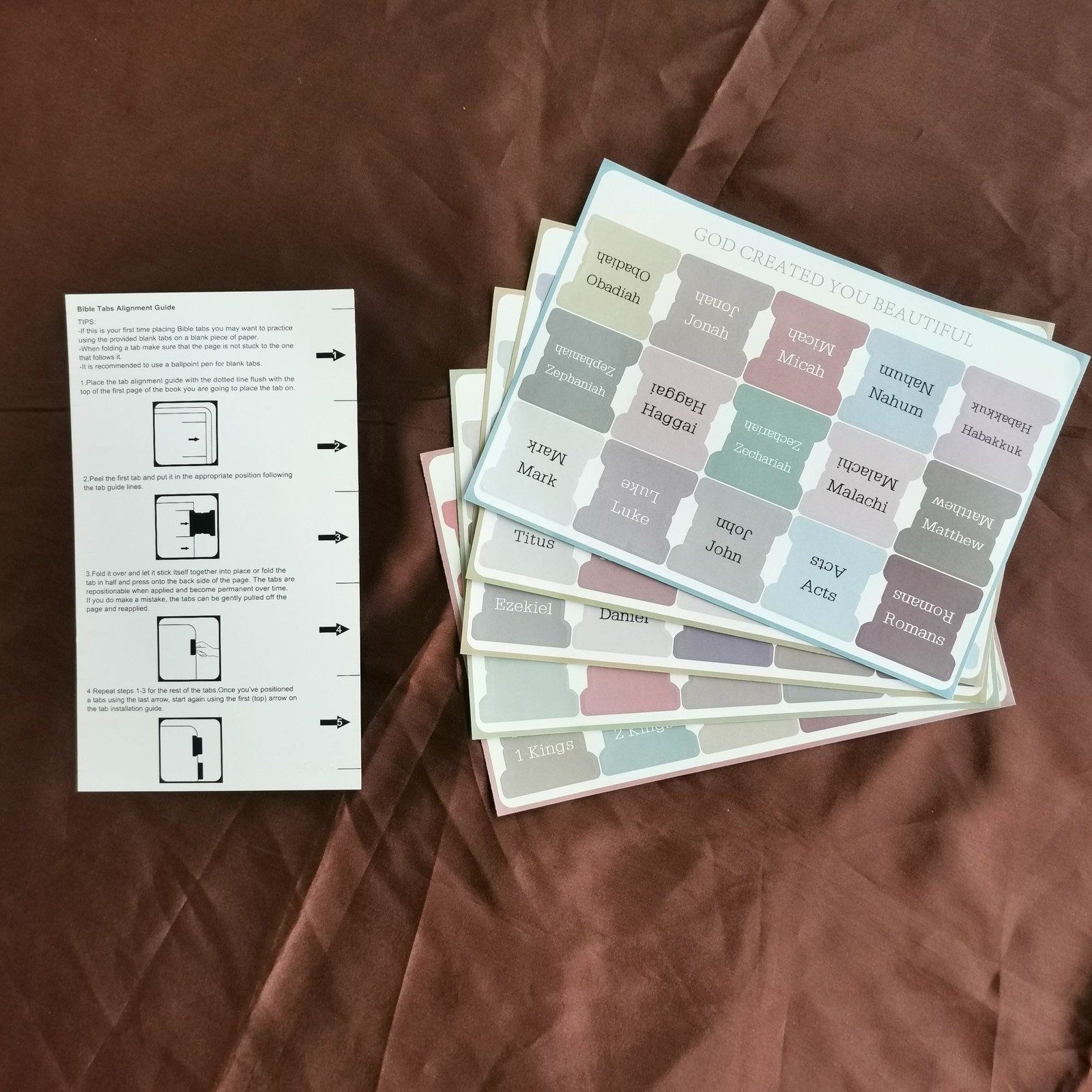 Aesthetic Bible Tab Stickers 75 Peel & Stick Index Tabs with Guide 35mm Square