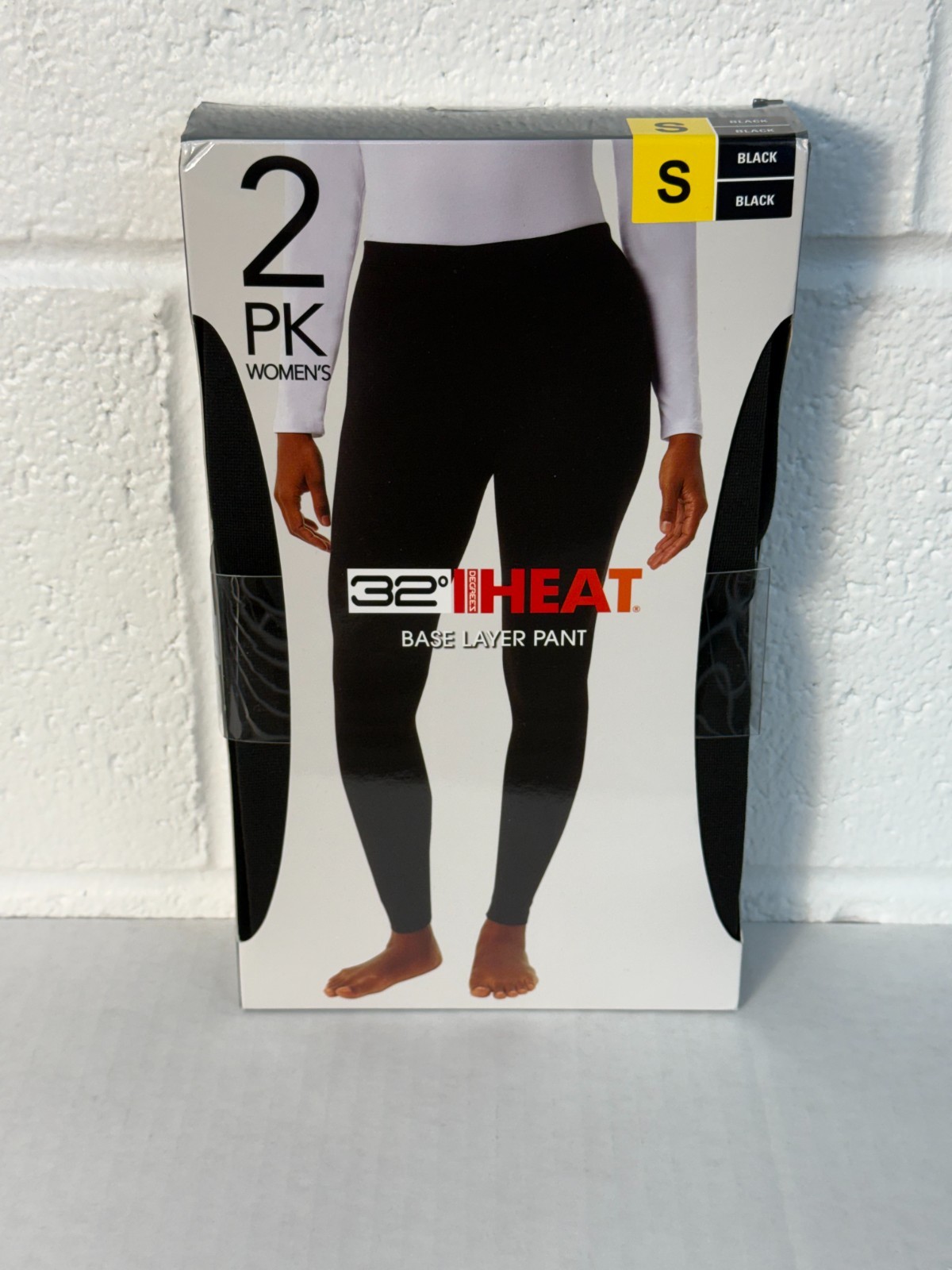 32 Degrees Heat Women's 2 Pack Base Layer Pants, Black, Size S Skiing Winter