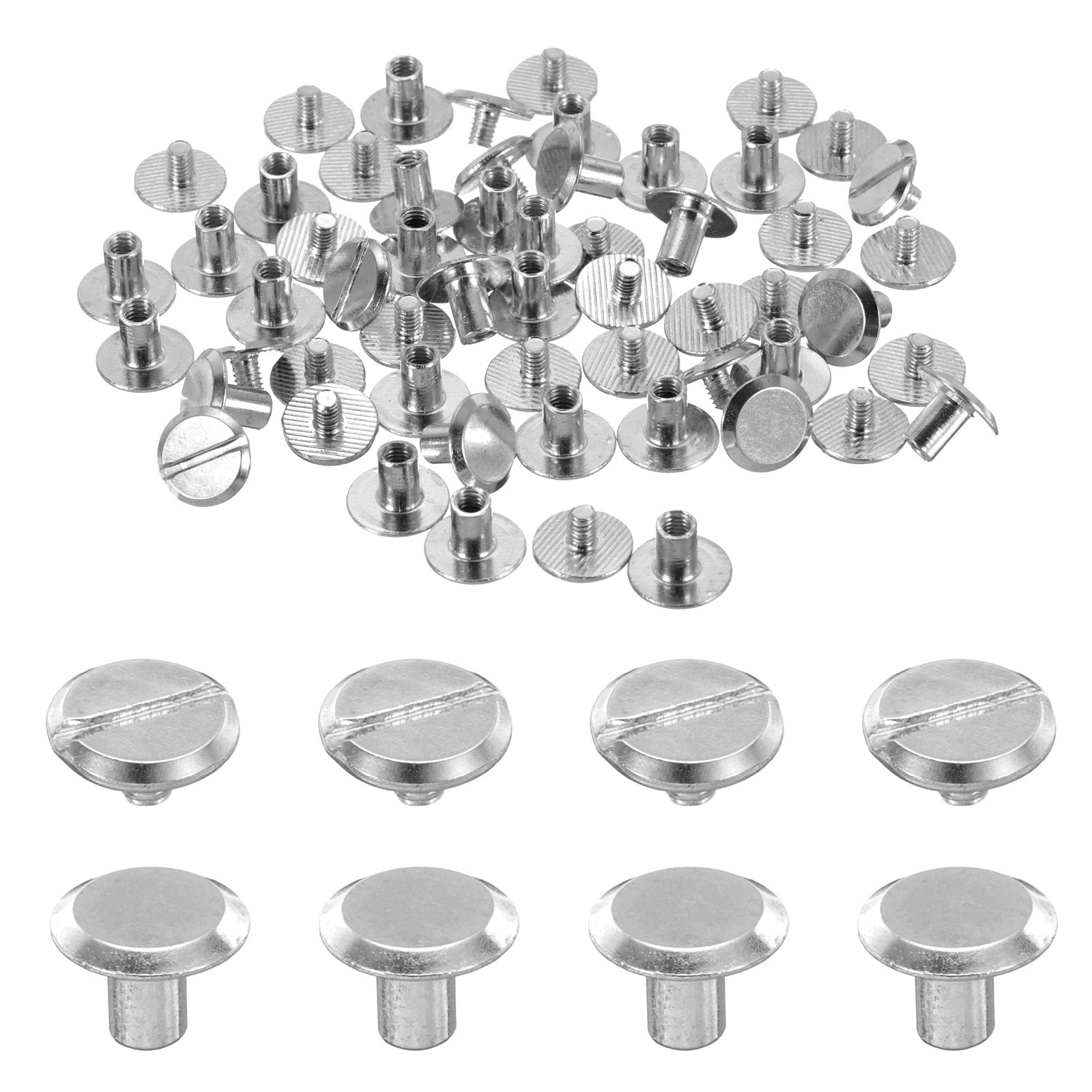 30set M4x6mm Chicago Screw Metal Stud Screw Rivets for Leather Silver Tone