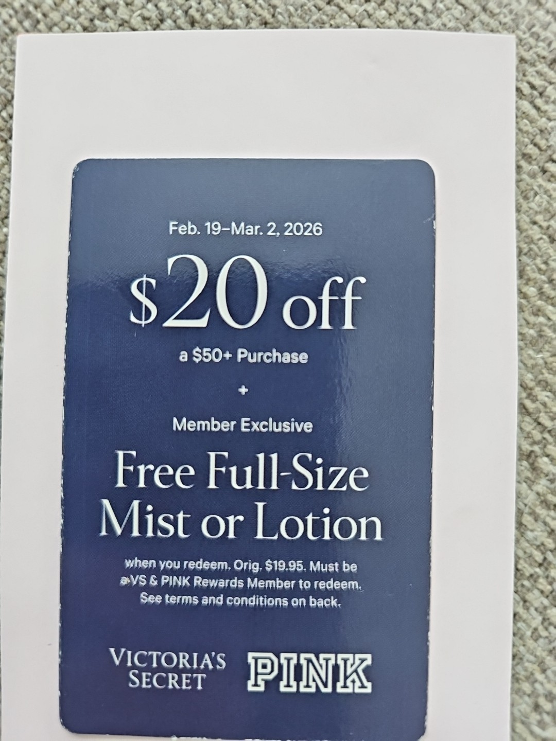 Victoria’s Secret PINK Coupon $20 Off