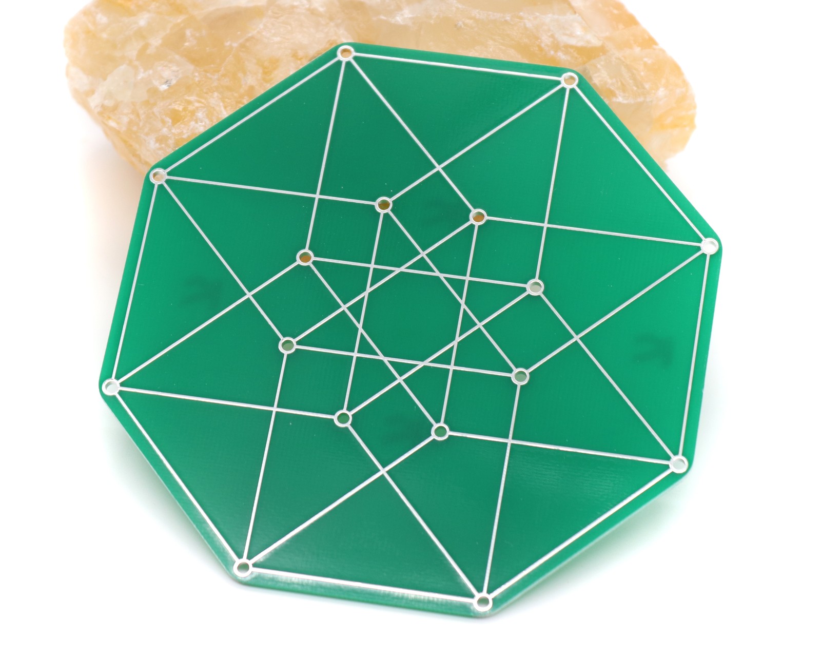 Hypercube Crystal Grid, Sacred Geometry Plate, Reiki Altar (100x100mm)