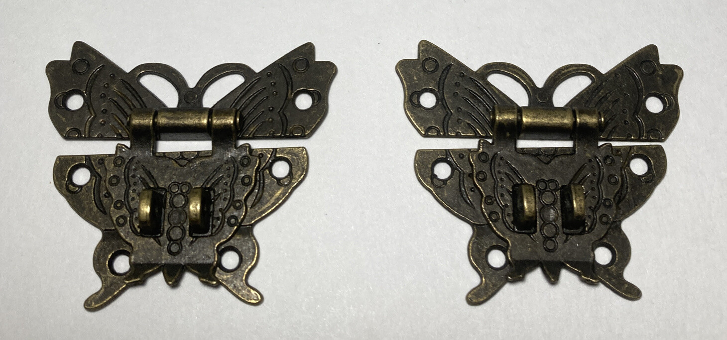 Decorative Butterfly Style Box Lock Latch Bronze Brass Colored Metal Hardware